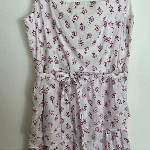 J. Crew Lavender Cotton Sz12 Asymmetrical Floral Ruffles Tiered Dress Cotton NWT - Picture 12 of 17